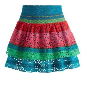 NWT💕Alice + Olivia Bethie Smocked Tiered Mini Skirt Size 6
